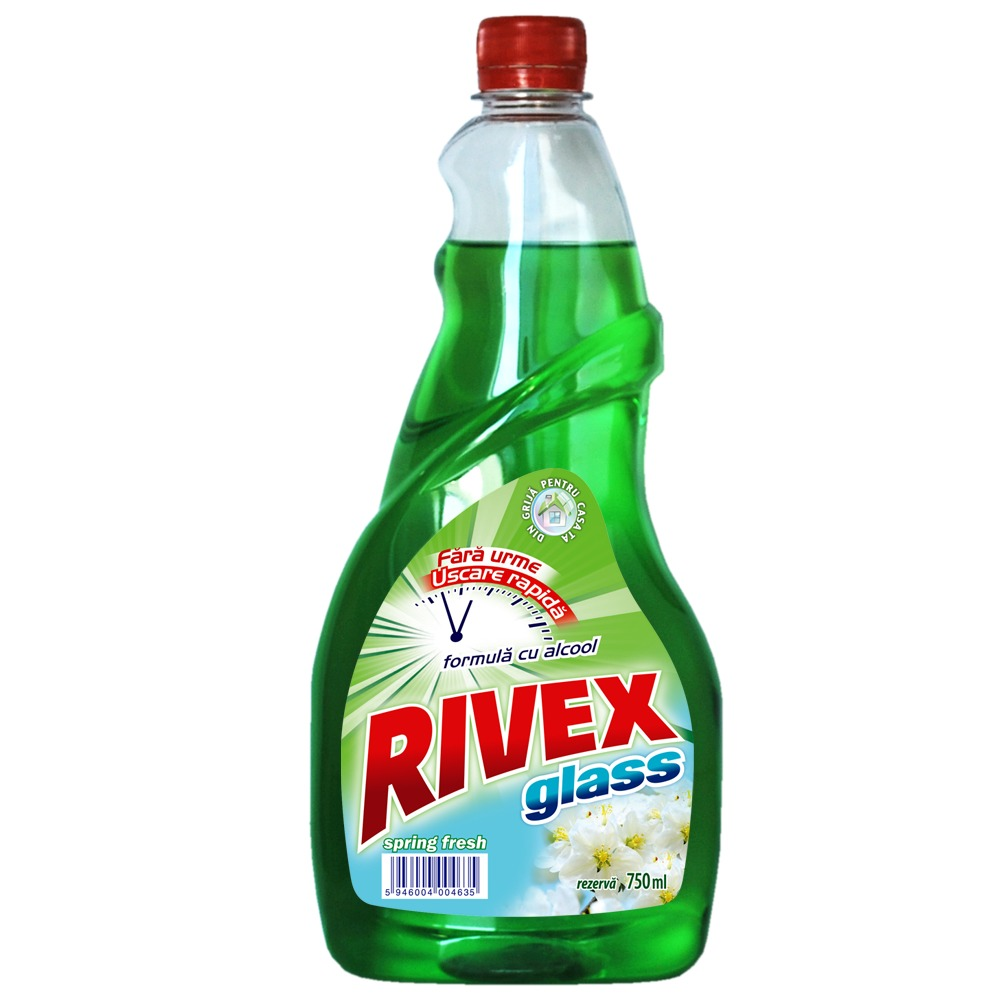 Rezerva detergent de geamuri Rivex Glass Spring Fresh, 750 ml
