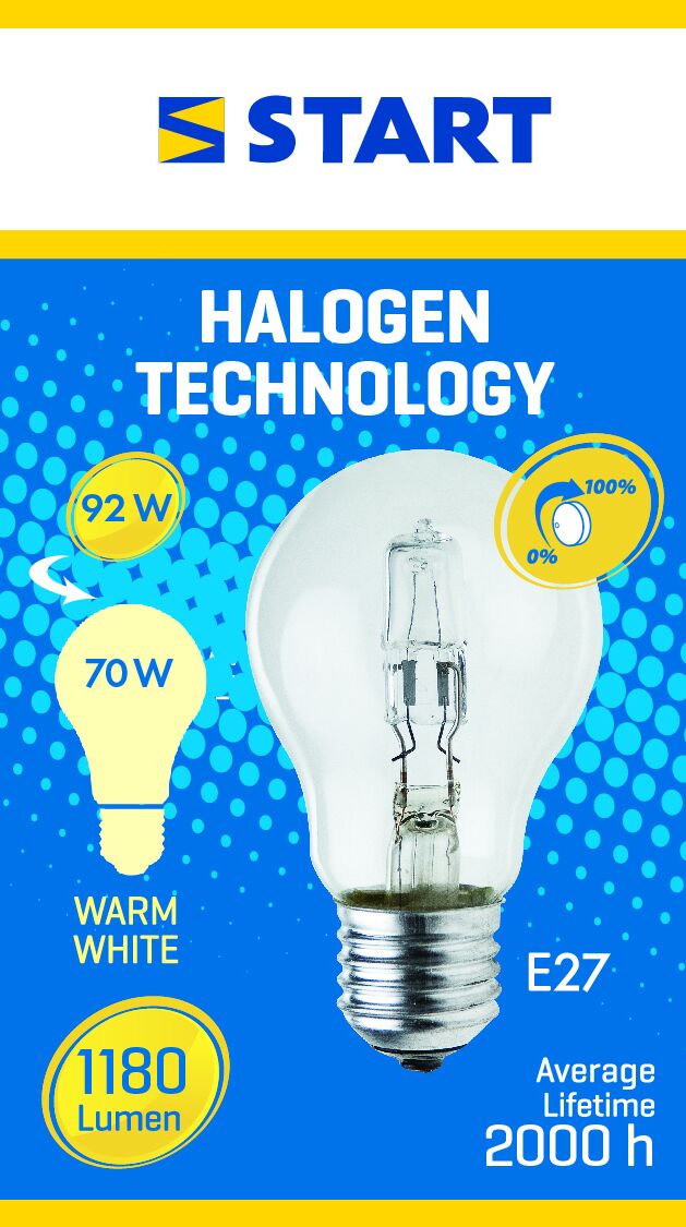 Bec halogen Eco 70W E27, Start