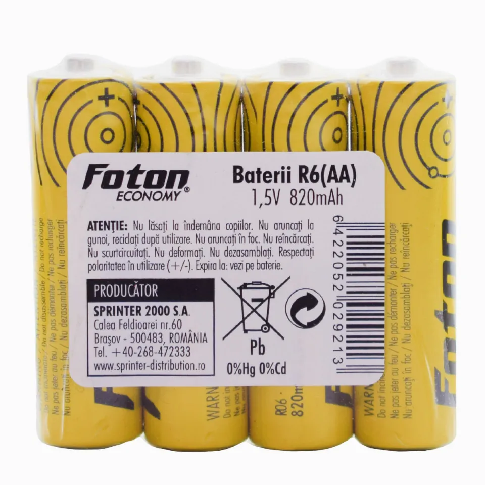 Set 4 baterii R6/AA Foton Economy, 1.5 V