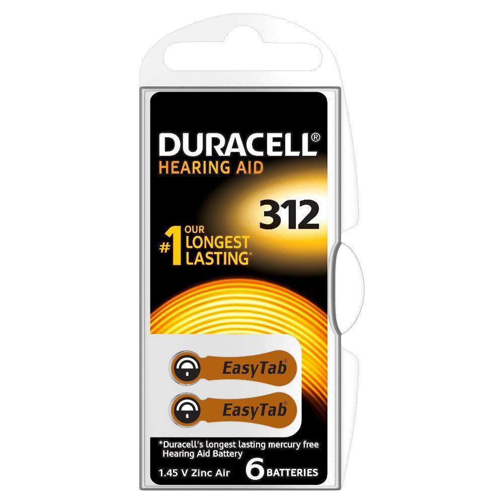 Set x 6 baterii pentru aparat auditiv Duracell HA ZA 312