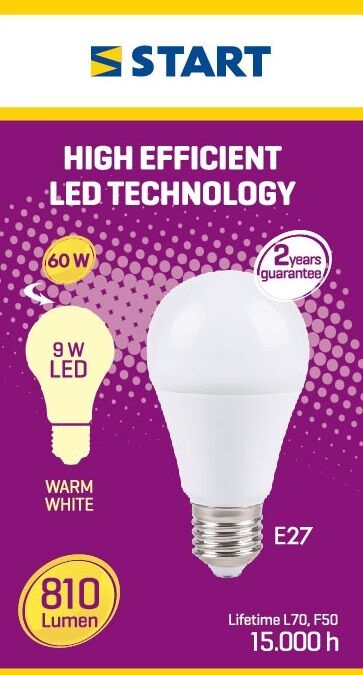 Bec LED mat cald A 9W E27, Start