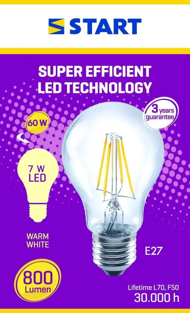 Bec LED filament A 7W E27, Start
