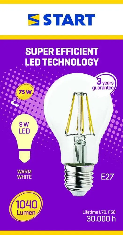 Bec LED filament clasic A 9W E27, Start