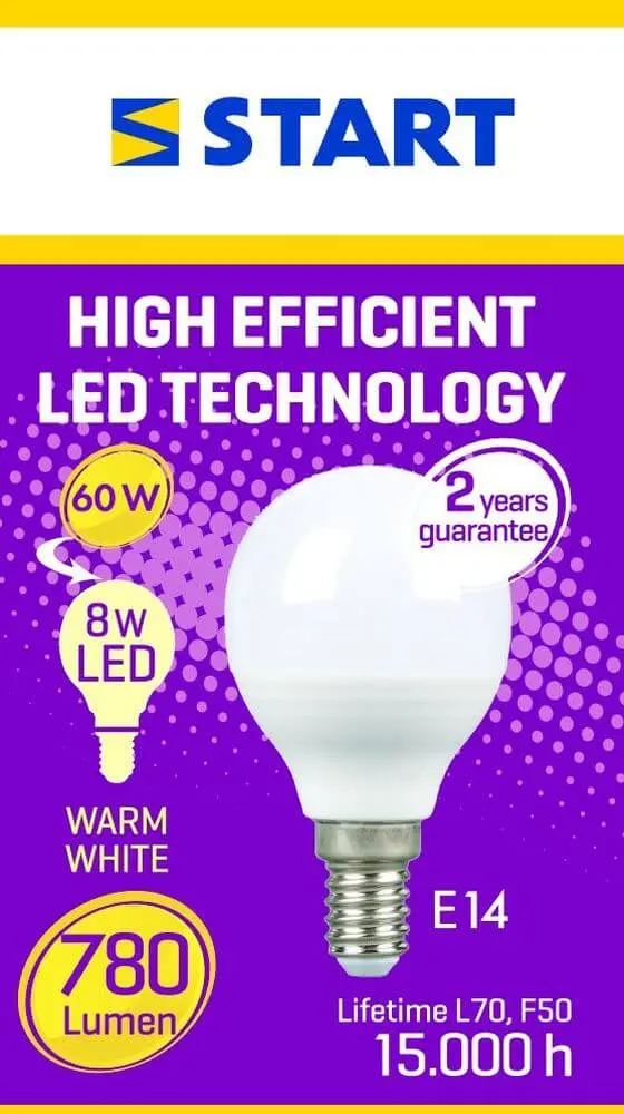 Bec LED mat cald P 60W E14, Start