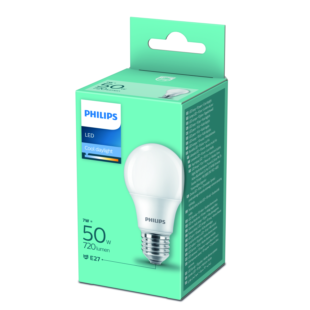 Bec led lumina alba rece echivalent 50W E27 Philips