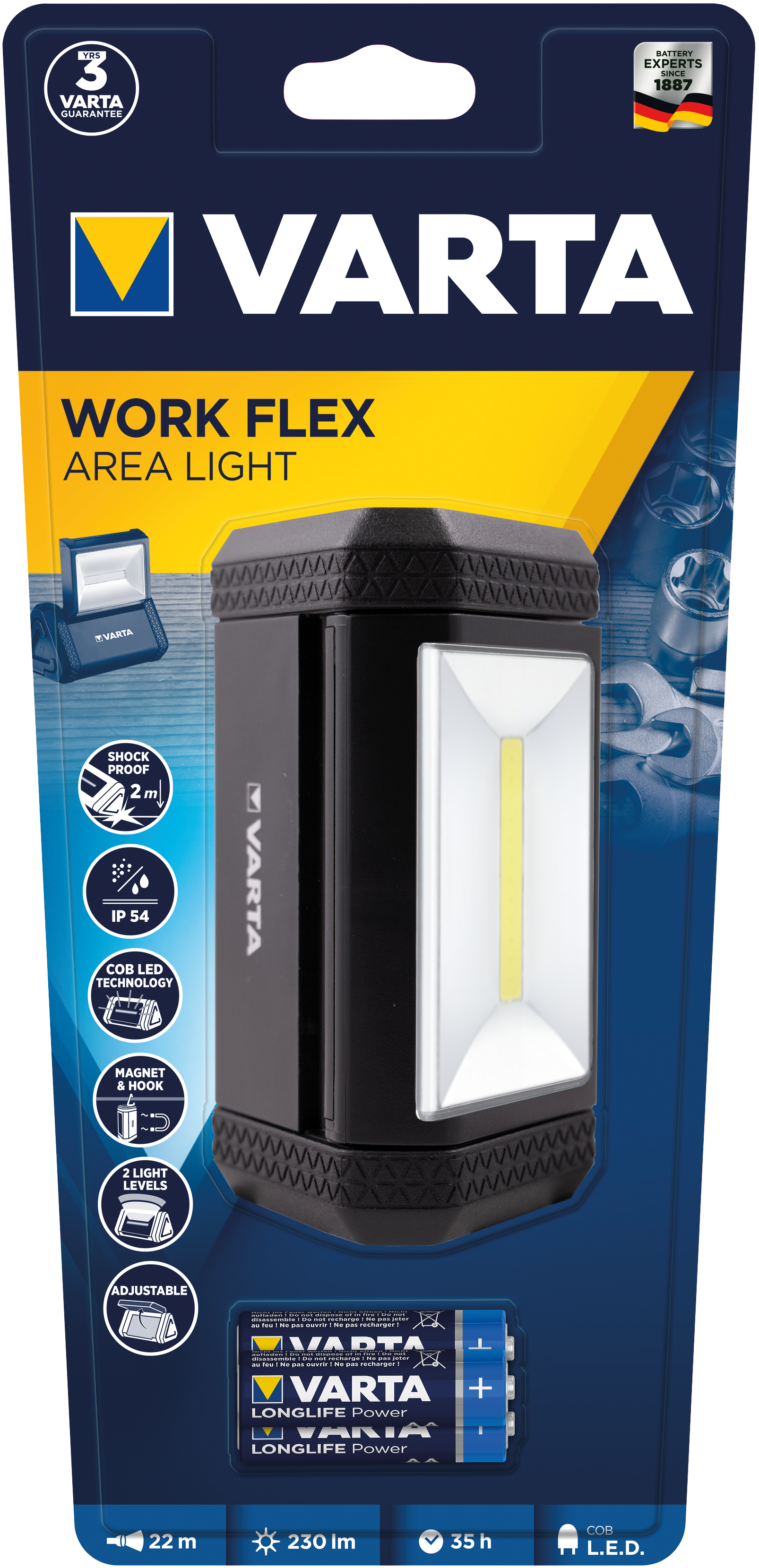 Lanterna Varta Work Flex Area Light, plastic, negru