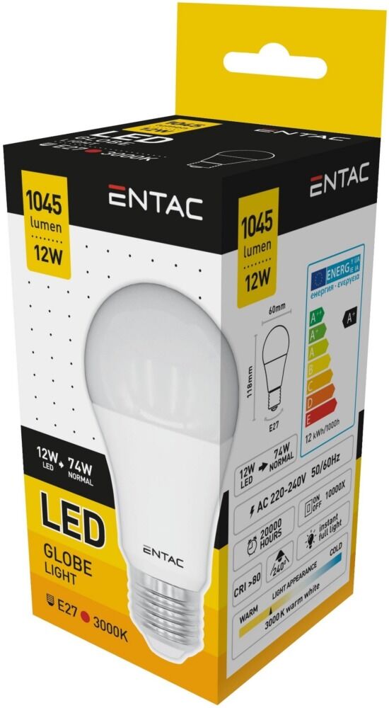 Bec LED Entac tip glob, E27, 12W, 1045 lumeni