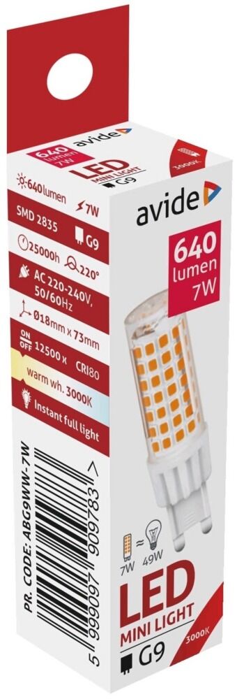 Bec LED G9 Avide, 7W, 640 lumeni