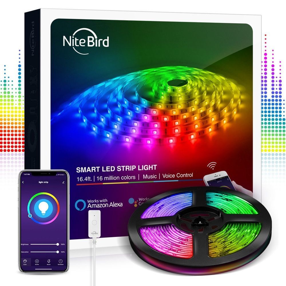 Banda LED Smart NiteBird SL1 WiFi USB Gosund, 8 moduri de iluminat, 16 W, 2.8 m, Multicolor