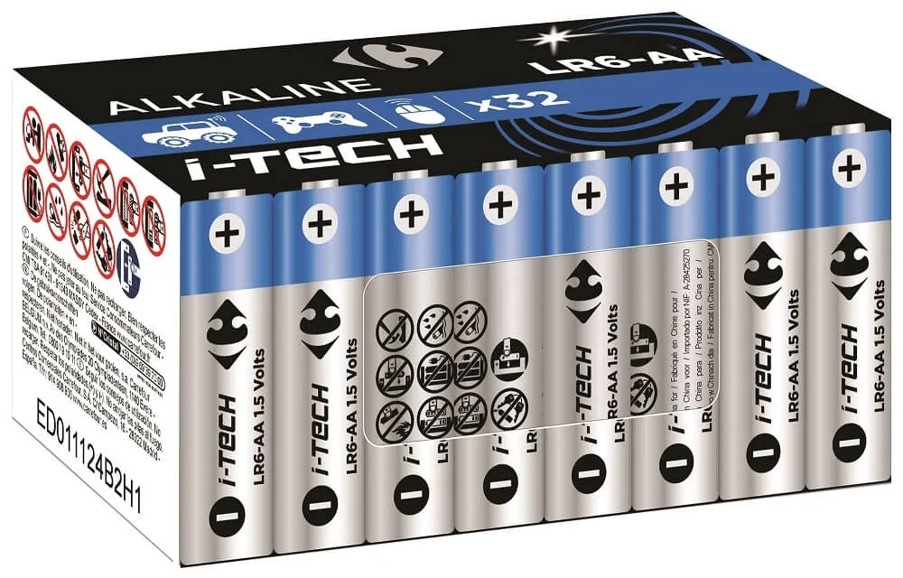 Set 32 baterii alcaline Carrefour I-TECH AA