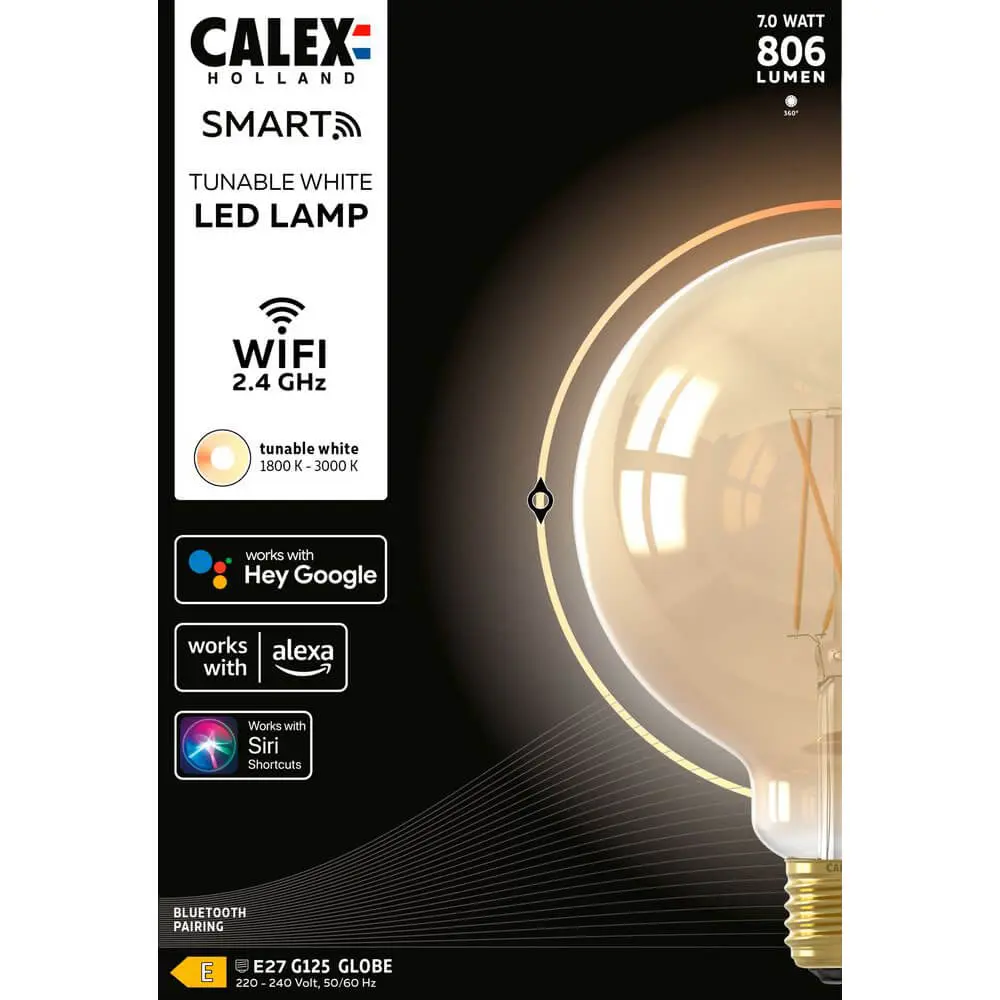 Bec LED Smart Calex, G125, E27, 7 W, 806 lm, 1800-3000 K, Auriu