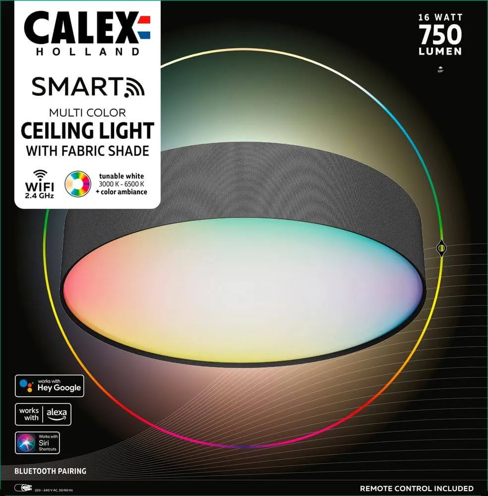 Plafoniera Smart RGB Calex, 30 cm, Negru/Alb