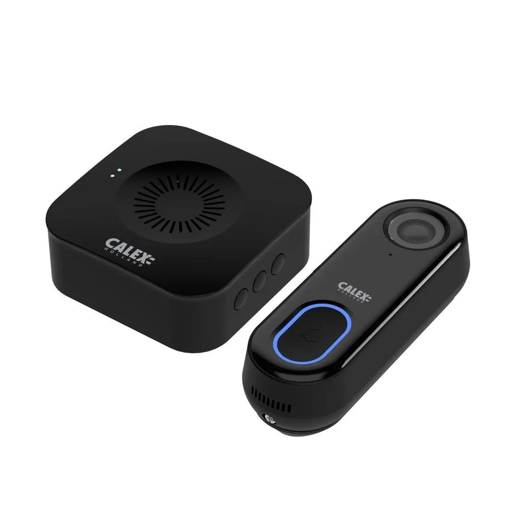 Sonerie video Smart Calex, rezolutie 1080 P, cablu si adaptor inclus, Negru