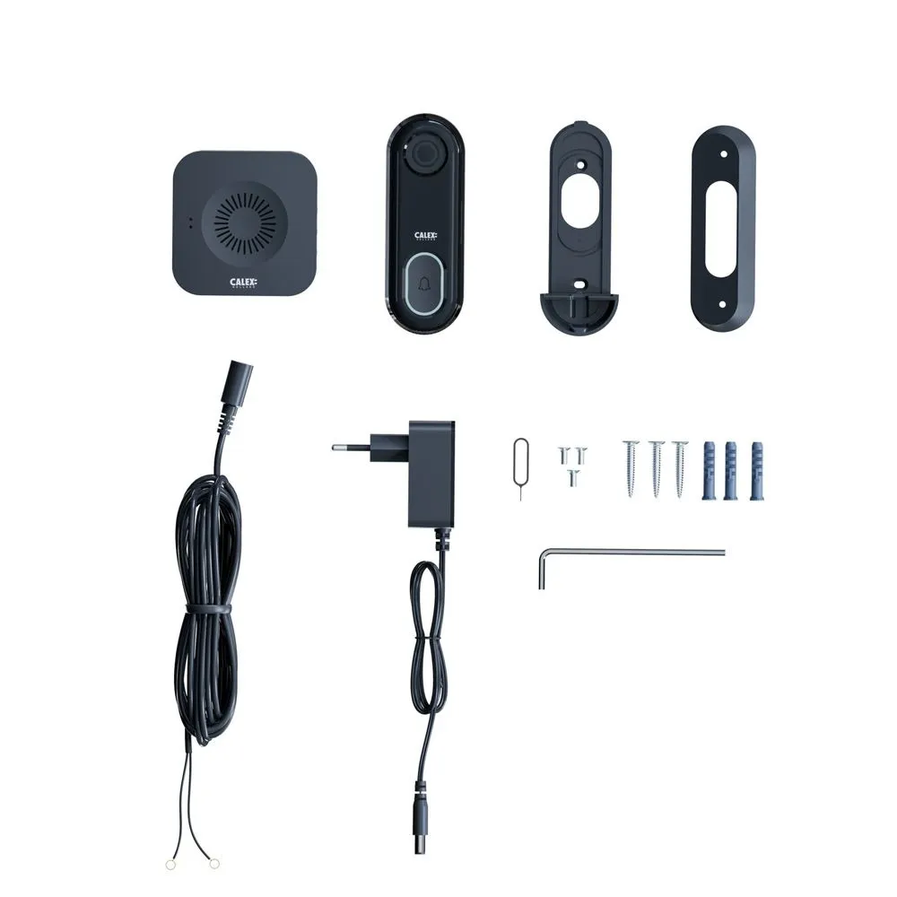 Sonerie video Smart Calex, rezolutie 1080 P, cablu si adaptor inclus, Negru