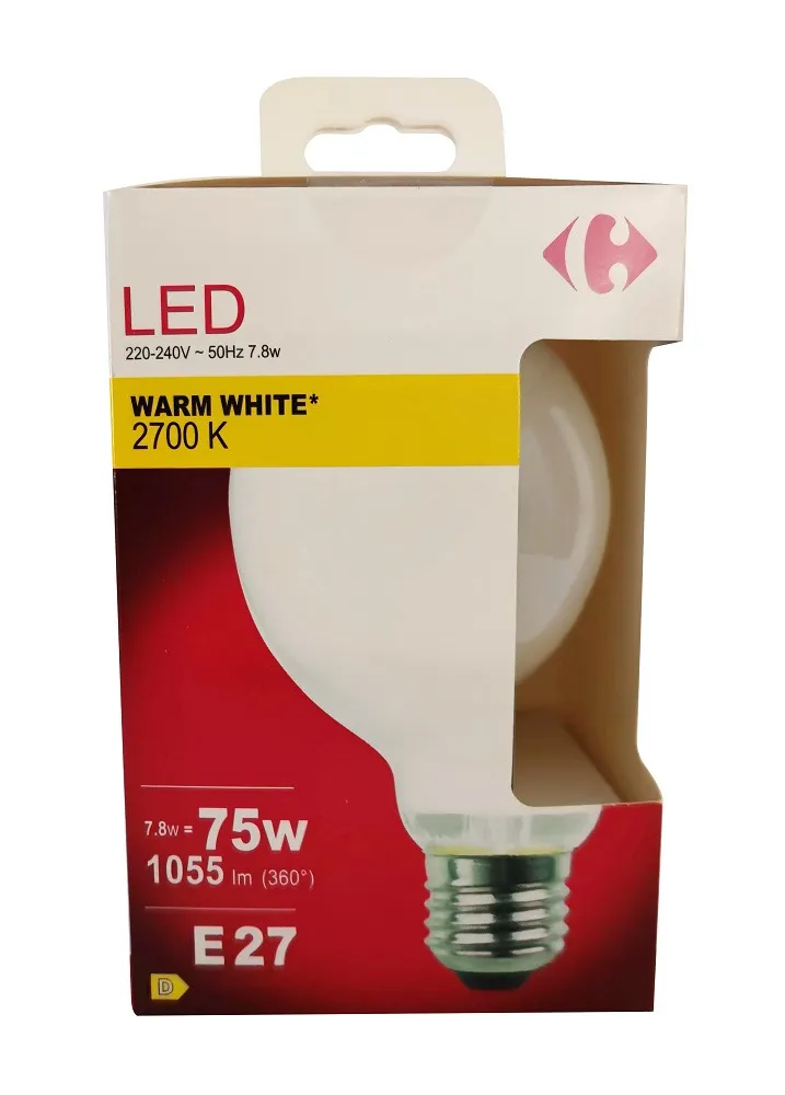 Bec LED Carrefour, E27, 1055 lm, 2700 K, 7.8 W (75 W)