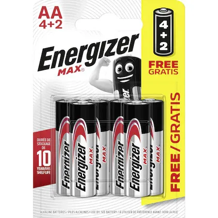 Set 4+2 baterii alcaline AA Energizer Max
