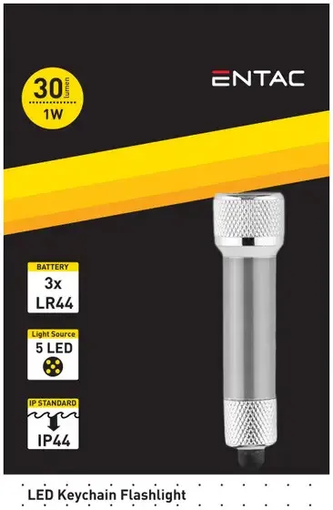 Lanterna cu breloc si 5 LED-uri Entac, 30 lumen, IP44, 1 W, Argintiu