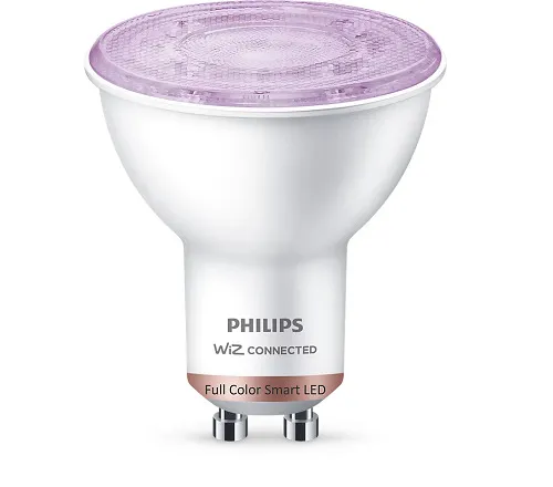 Bec LED Smart RGB Philips, 4.7 W (50 W), conexiune Wi-Fi si Bluetooth, GU10, Alb