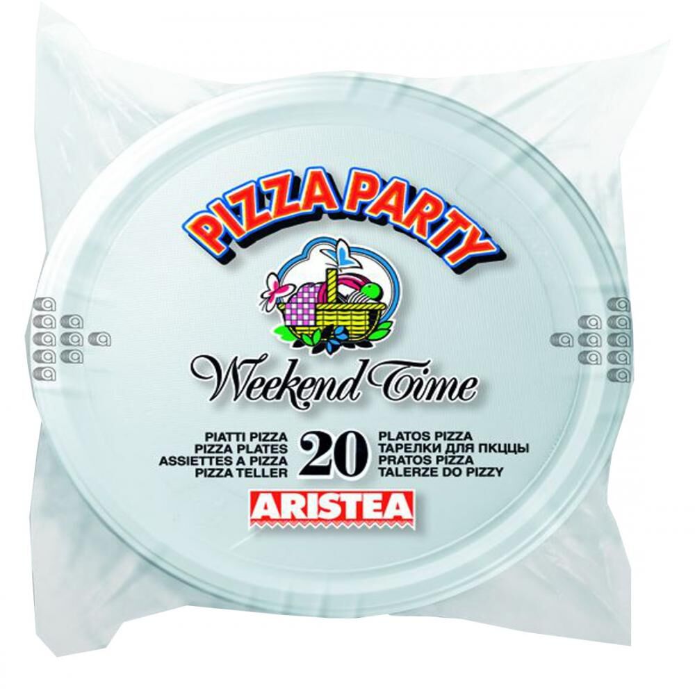 Set 20 farfurii albe pentru pizza, Aristea, 31 cm