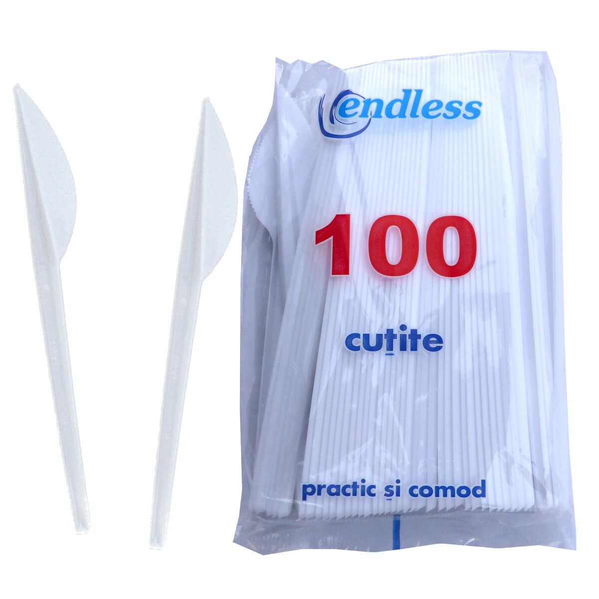 Set 100 cutite de unica folosinta, plastic, alb