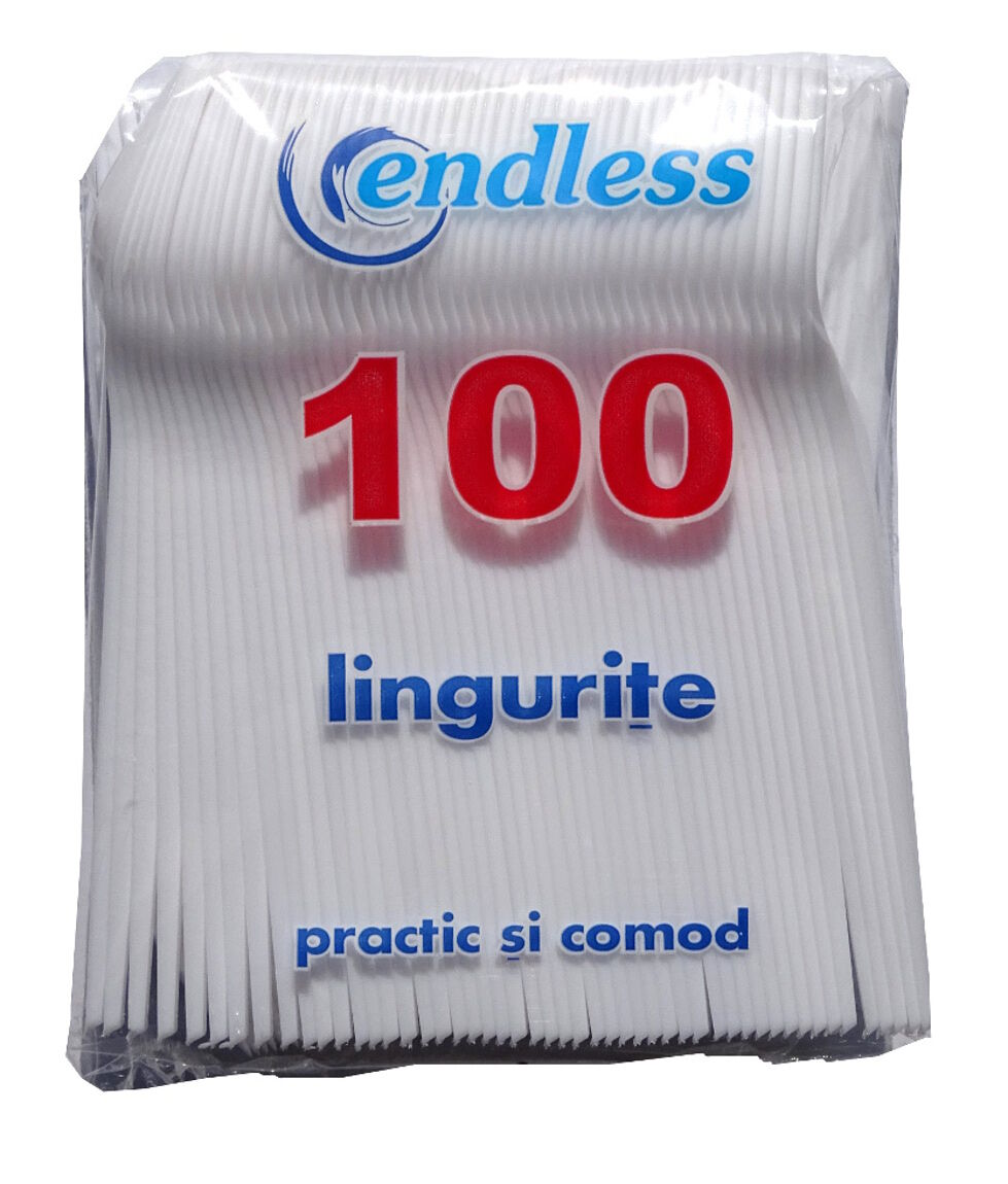 Set 100 lingurite de unica folosinta, plastic, alb