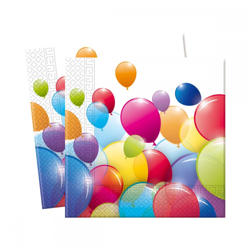Set 20 servetele party baloane color, 33 x 33 cm