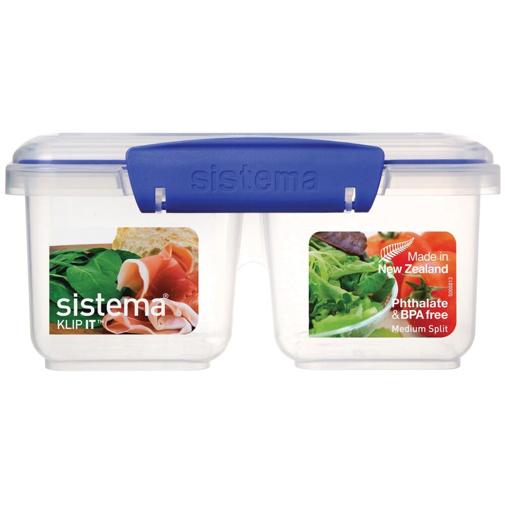 Cutie dreptunghiulara pentru alimente Klip-It Sistema, cu capac, 2 compartimente, 1 L, Transparent