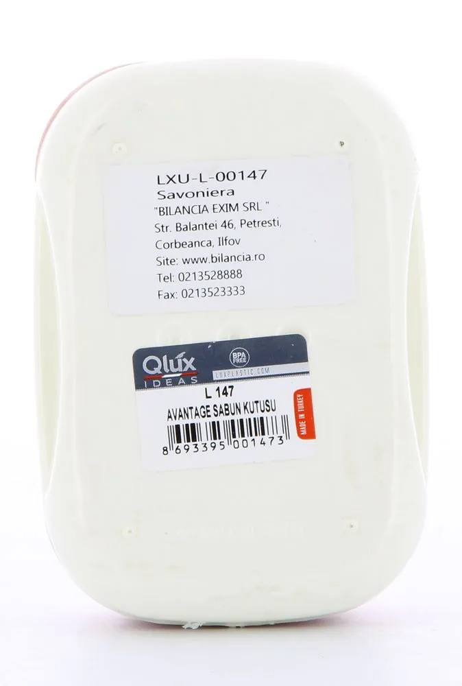 Sapuniera cu capac Qlux, plastic fara BPA, Alb