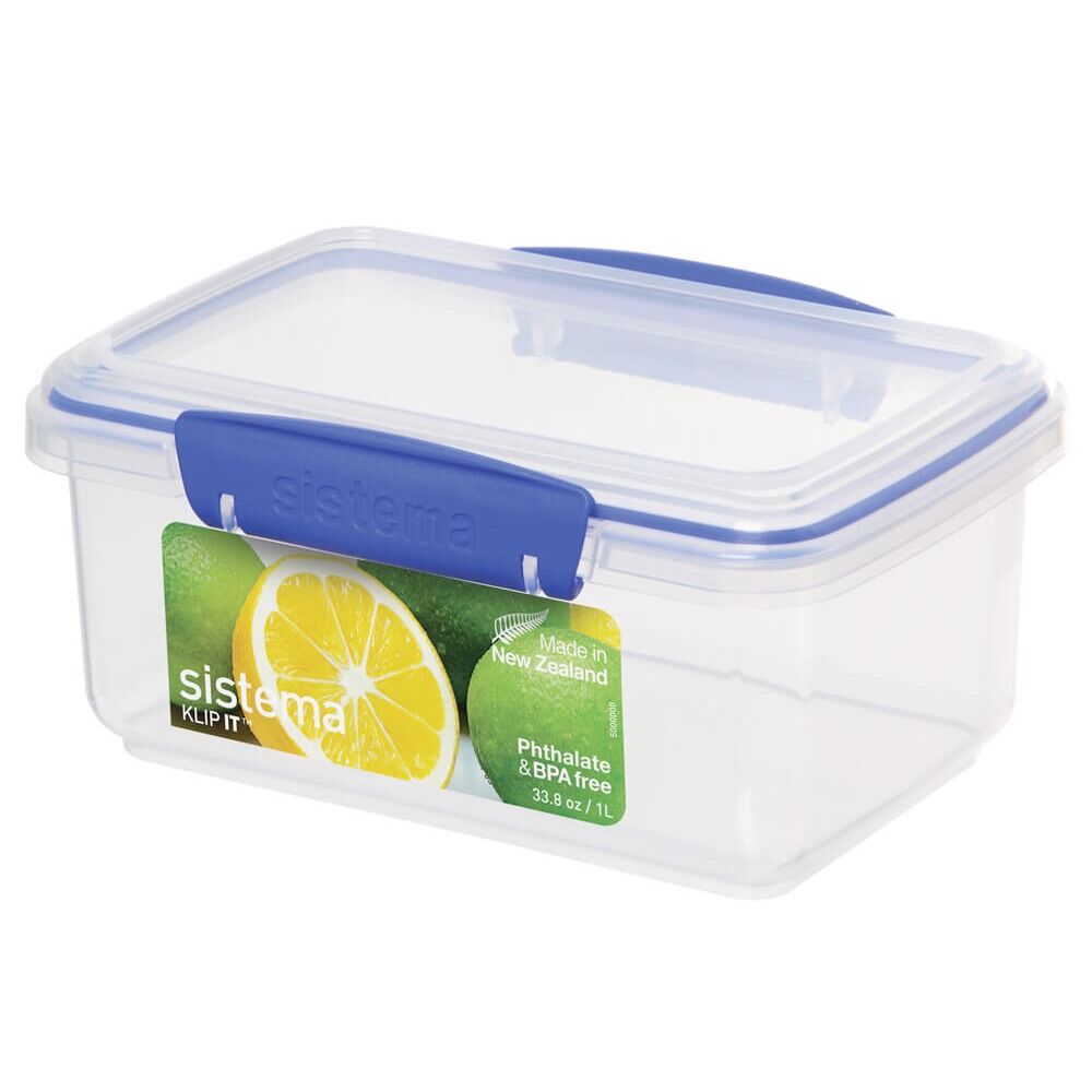Cutie dreptunghiulara pentru alimente Klip-It Sistema, cu capac, plastic, 1 L, Transparent