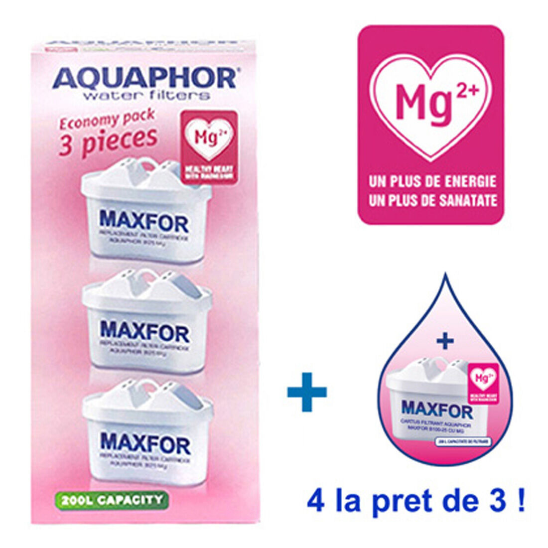 Set 3+1 filtre Maxfor Aquaphor cu magneziu B25Mg