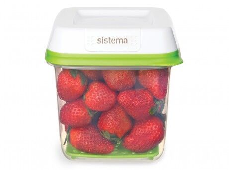 Cutie pentru depozitare alimente FreshWorks Sistema, plastic, 1.5 L, Transparent/Alb/Verde
