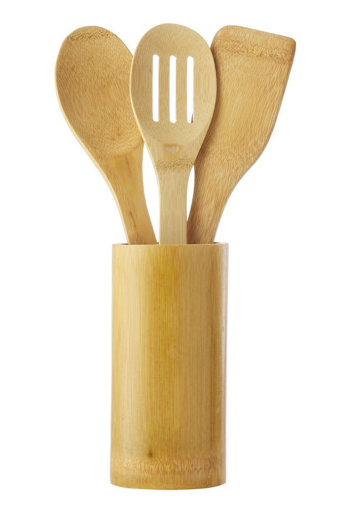 Set 3 spatule cu suport Cyclops, bambus, 30 cm, Bej
