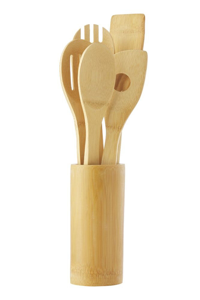 Set 5 spatule cu suport Cyclops, bambus, 30 cm, Bej