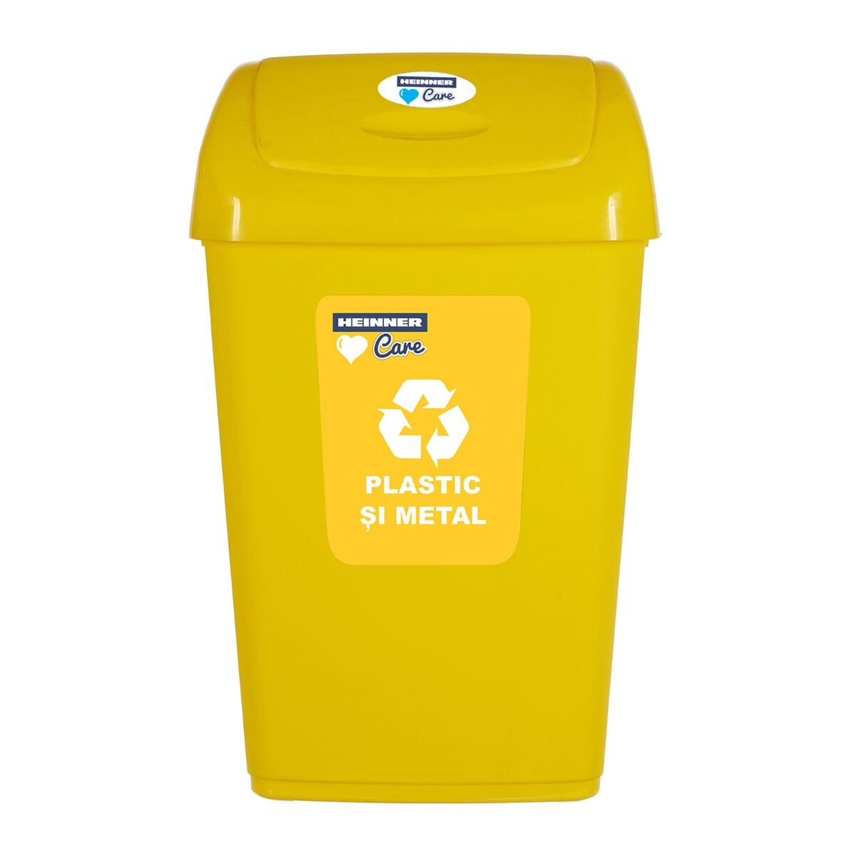Cos gunoi pentru reciclare selectiva cu capac batant, 50L, Galben