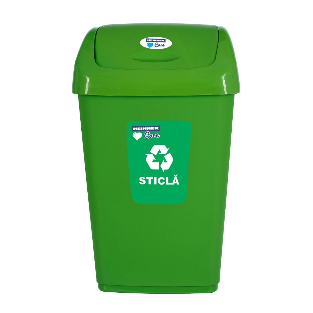 Cos gunoi pentru reciclare selectiva cu capac batant, 50L, Verde