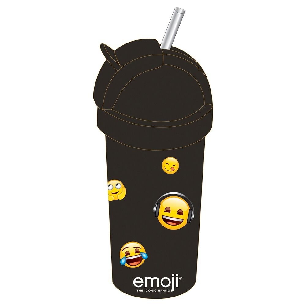 Sticla lichide Emoji Iconic, plastic, 380 ml, Negru