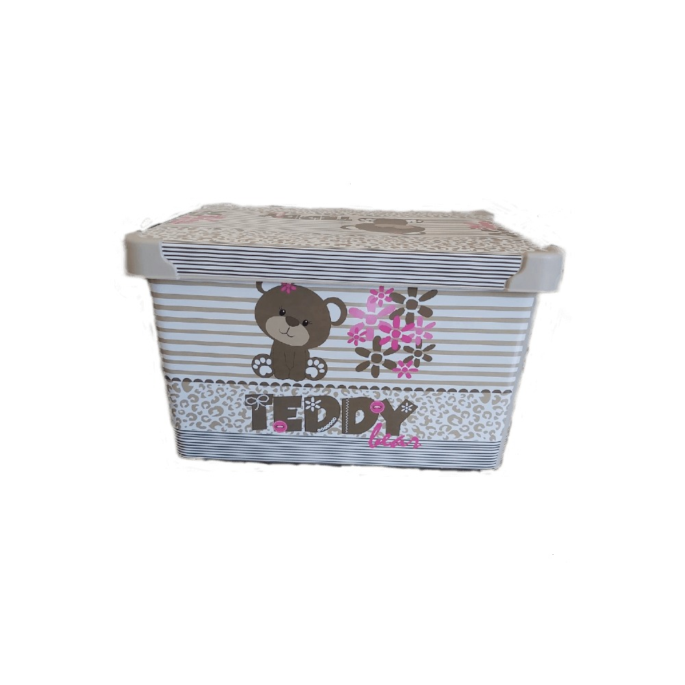 Cutie depozitare model Teddy, cu capac, PP, 28x18x14 cm, 5 L, Multicolor