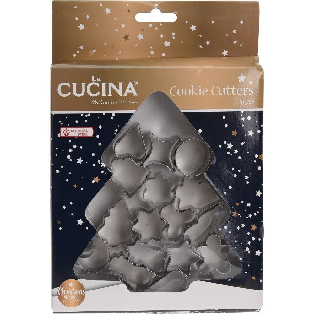 Set 16 forme de patiserie Craciun La Cucina, otel inoxidabil, Argintiu