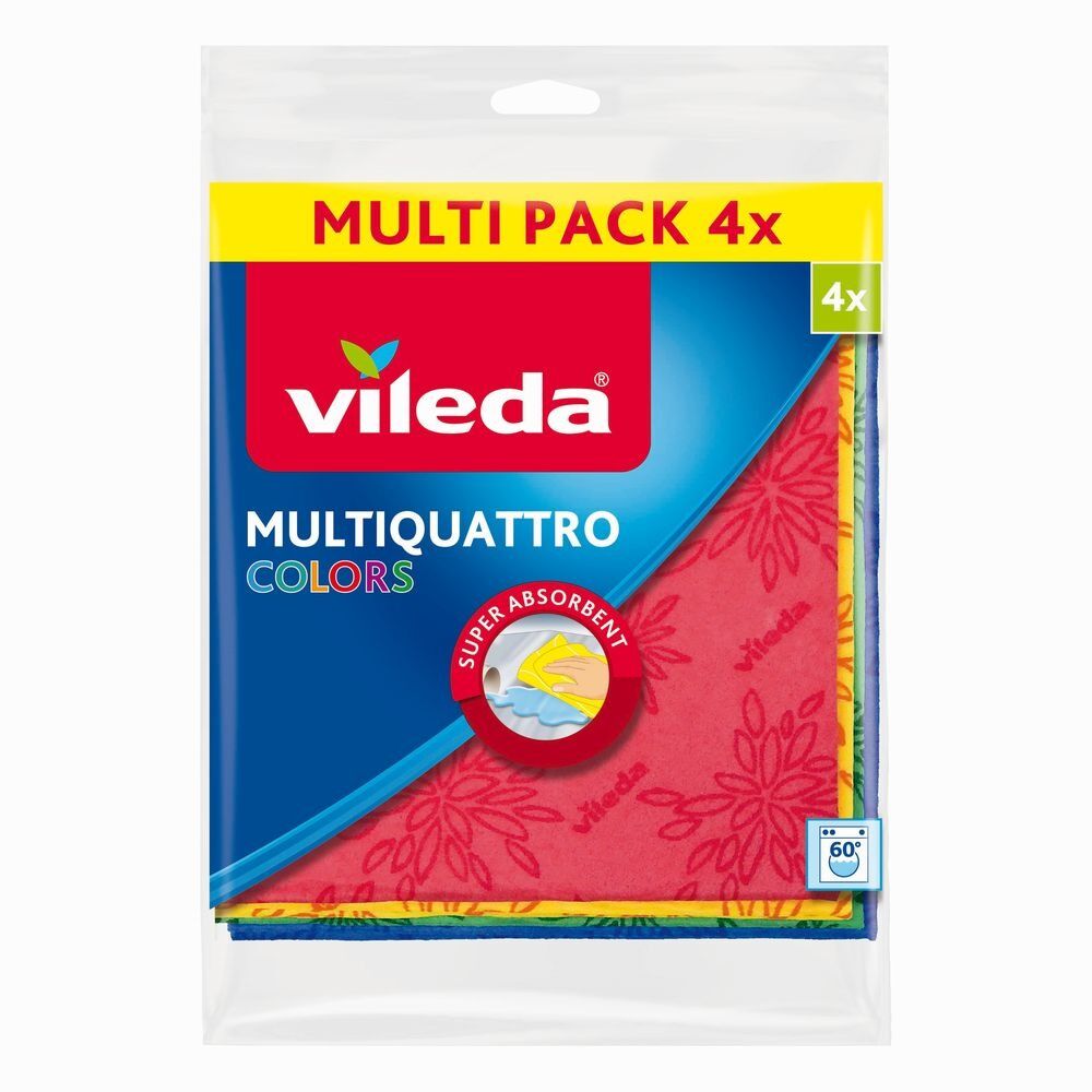 Set 4 lavete Universale Multiquatro Vileda, vascoza/polipropilena, Multicolor