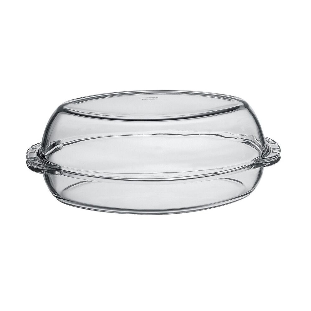 Vas oval cu capac Borcam Pasabahce, sticla termorezistenta, 2 x 1.8 L, Transparent