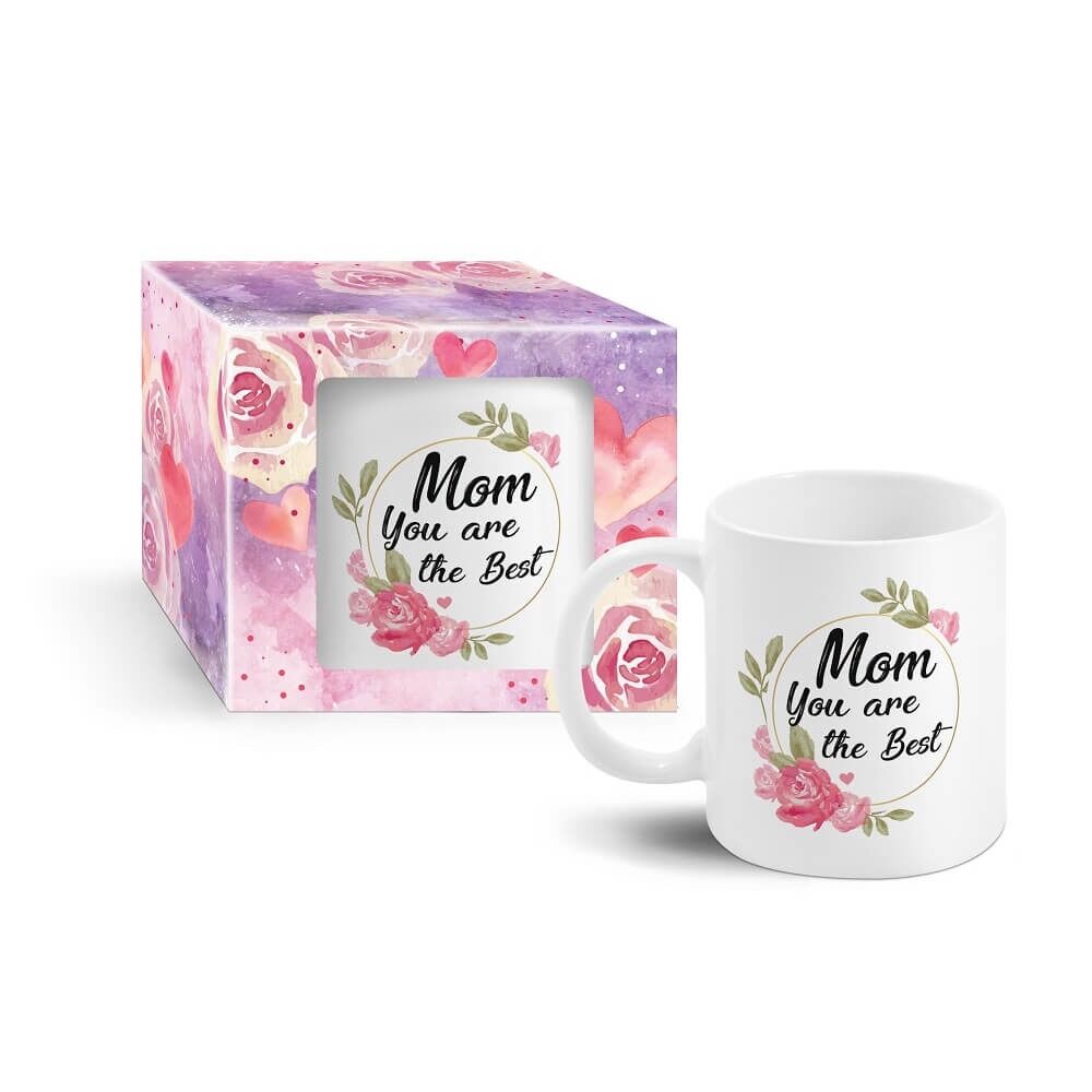 Cana Mom You Are the Best, portelan, 300 ml, Alb/Multicolor