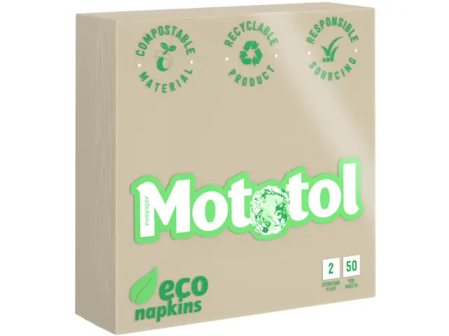 Set 50 servetele Mototol Eco, 2 straturi, 50x50 cm, Natur
