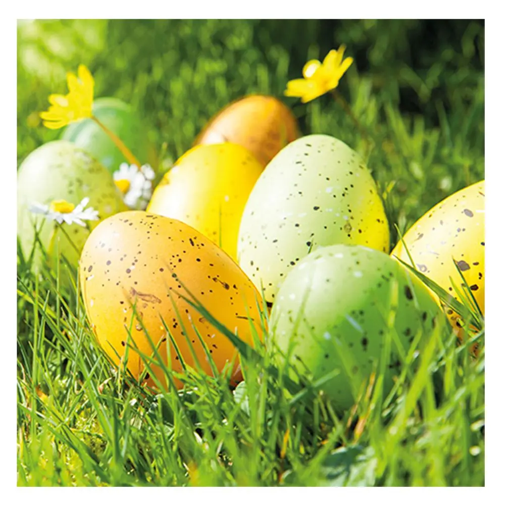Set 20 servetele Paste Herlitz, model oua in iarba, hartie, 3 straturi, 33x33 cm, Multicolor