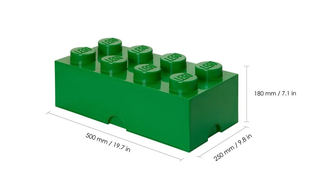 Cutie depozitare LEGO 8, forma cub, PP, Verde