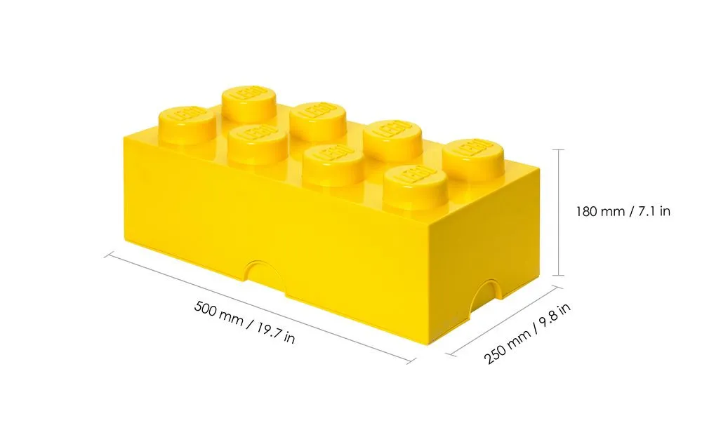 Cutie depozitare LEGO 8, forma cub, PP, Galben
