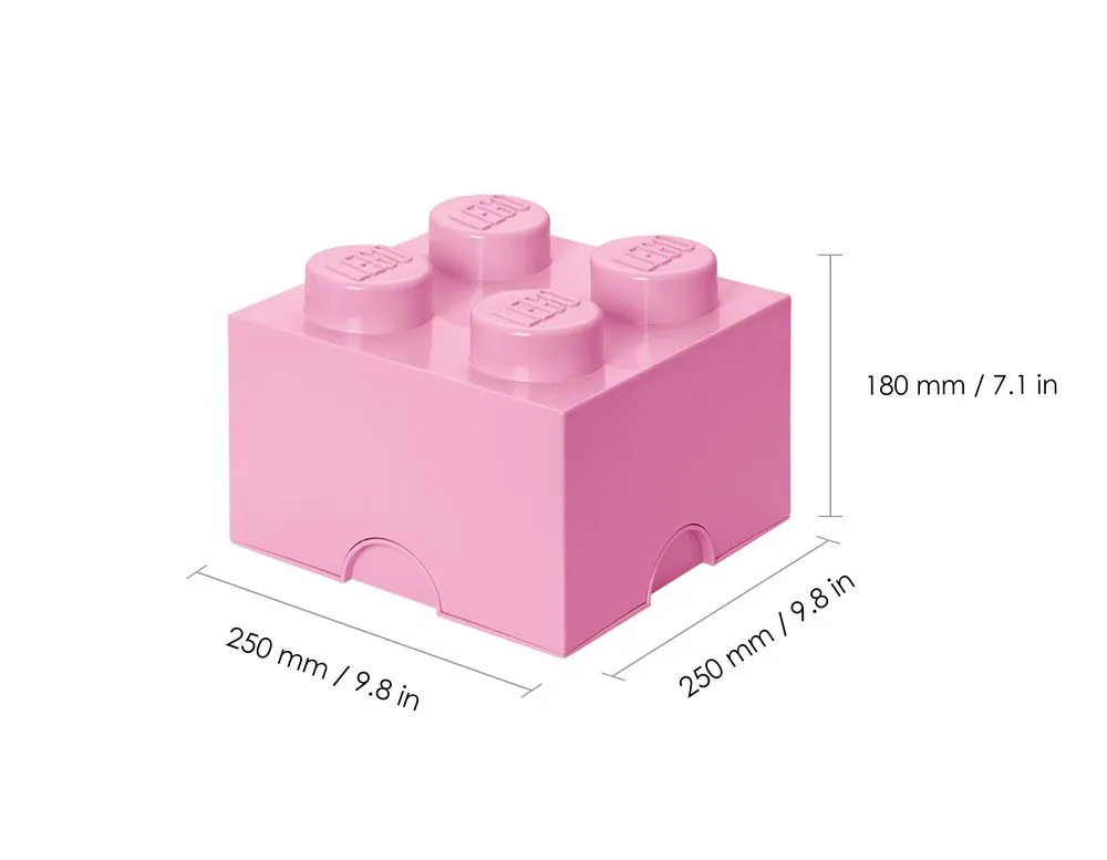 Cutie depozitare LEGO 4, forma cub, PP, Roz
