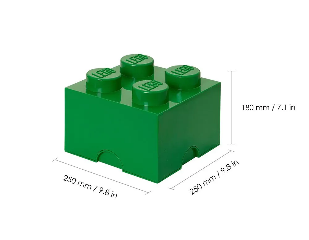 Cutie depozitare in forma de cub LEGO 4, PP, Verde