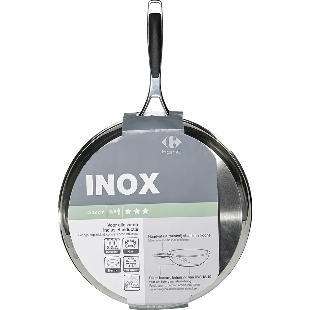 Tigaie cu inductie, inox, 32x5.5 cm, Argintiu