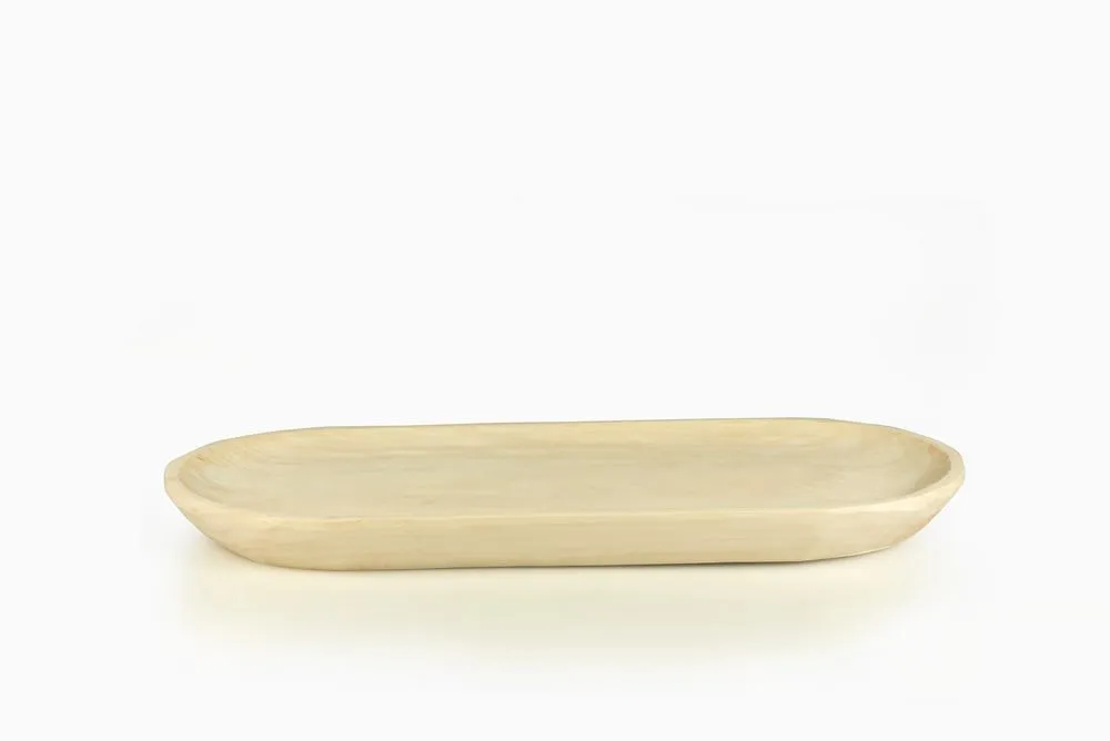 Platou oval din lemn, 50 cm, Bej