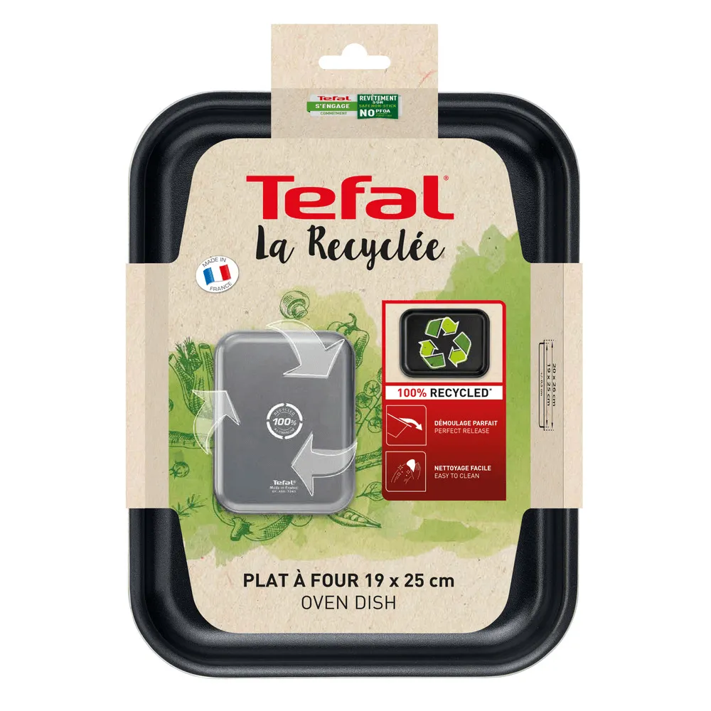 Tava pentru cuptor Tefal La Recycle J5700553, aluminiu reciclat, 19 x 25 cm, Gri